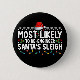 Badge Rond 5 Cm Santas Sleigh Noël, Ingénieur