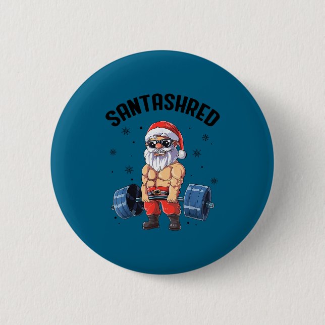 Badge Rond 5 Cm Santashred Funny Santa Meme Xmas Gym Bodybuilding  (Devant)