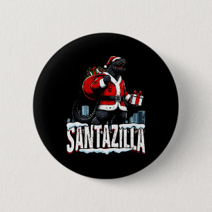 Badge Rond 5 Cm Santazilla Kaiju Santa Noël Monstre Japonais