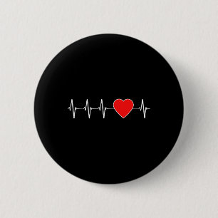 Badge Rond 5 Cm Santé Carburant Ekg Cardiopathie rouge Sensibilisa