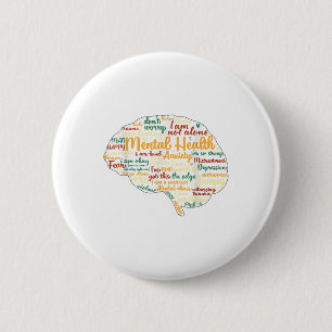 Badge Rond 5 Cm Santé mentale S Mot Cloud Sensibilisation à la san