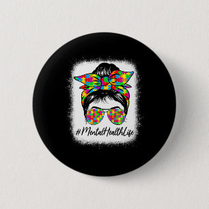 Badge Rond 5 Cm Santé Messy Bun Femmes Soutenir la Sensibilisation