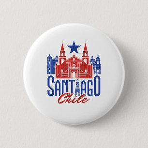 Badge Rond 5 Cm Santiago Chili Souvenir chilien vacances voyage