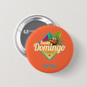 Badge Rond 5 Cm Santo Domingo Caraïbes République Dominicaine Retr