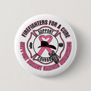 Badge Rond 5 Cm Sapeurs-pompiers pour un cancer du sein de