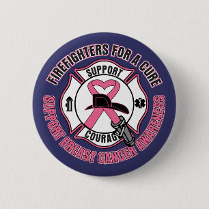 Badge Rond 5 Cm Sapeurs-pompiers pour un cancer du sein de