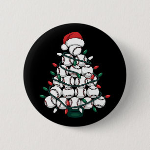 Badge Rond 5 Cm Sapin de Noël Baseball Santa Sports