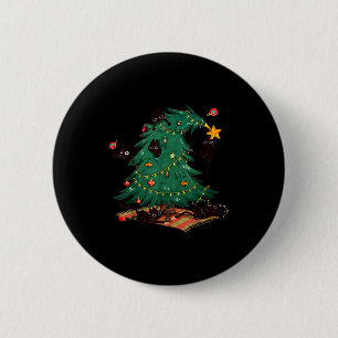 Badge Rond 5 Cm Sapin de Noël et chat Mignon amateur de chat de No