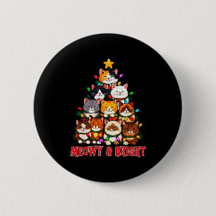 Badge Rond 5 Cm Sapin de Noël pour chat Meowy et lumineux T-shirt 