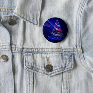 Badge Rond 5 Cm Sapin de Noël SlipperyJoe numérique rouge transluc