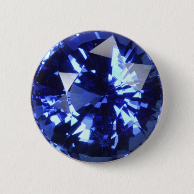 Badge Rond 5 Cm Sapphire Dark Blue Gemstone Septembre Birthstone (Devant)