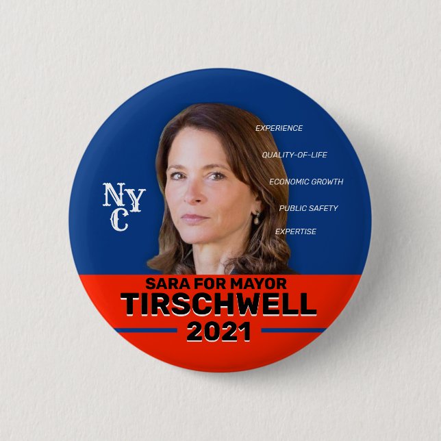 Badge Rond 5 Cm Sara Tirschwell pour le maire de New York 2021 (Devant)
