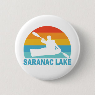 Badge Rond 5 Cm Saranac Lake New York Kayak