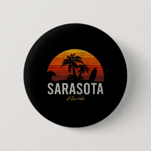 Badge Rond 5 Cm Sarasota Floride Rétro Surfeur Vintage Plage Homme