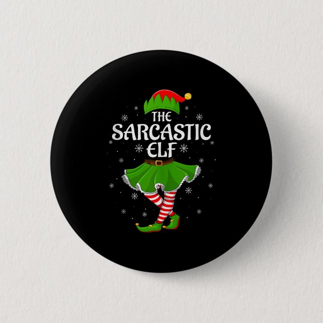 Badge Rond 5 Cm Sarcastic Elf Christmas Family Girls Women Elf Squ (Devant)