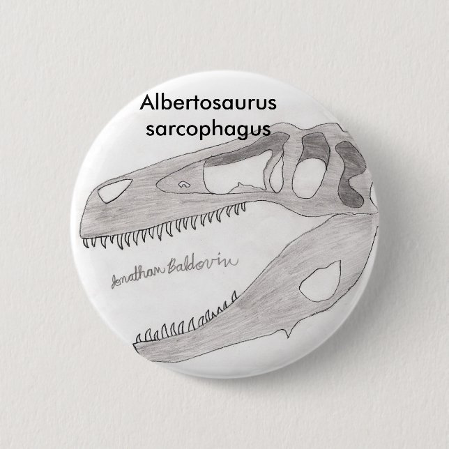 Badge Rond 5 Cm Sarcophage d'Albertosaurus (Devant)