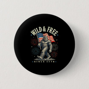Badge Rond 5 Cm Sasquatch drôle drapeau américain sauvage et depui
