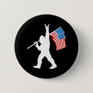 Badge Rond 5 Cm Sasquatch drôle Rock And Roll Drapeau Usa pour Big