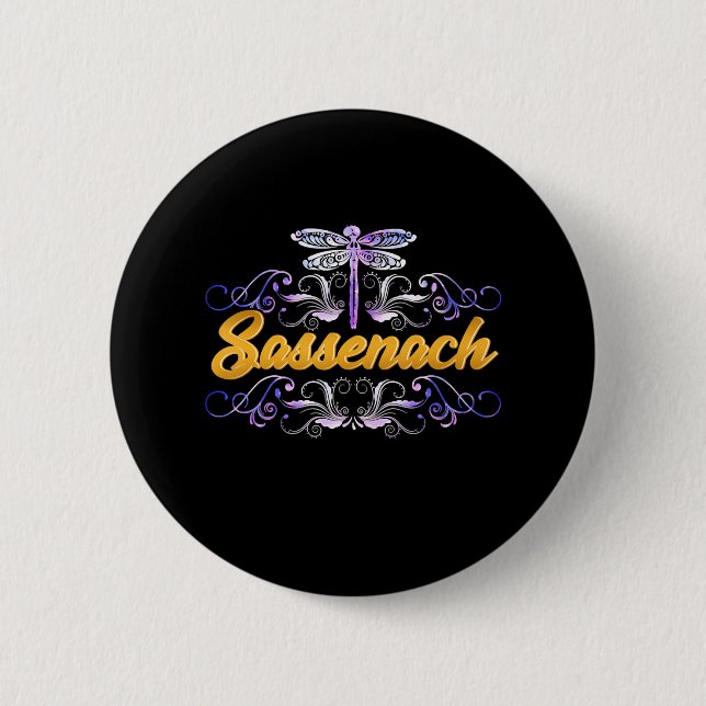 Badge Rond 5 Cm Sassenach Outlander Blue Dragonfly (Devant)