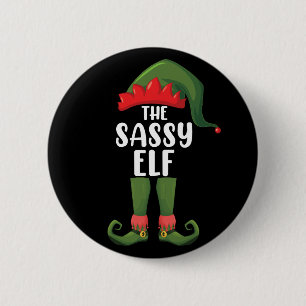 Badge Rond 5 Cm Sassy Elf Matching Family Group Christmas Party