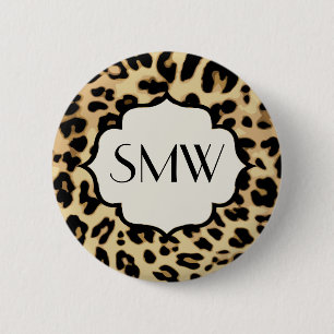 Badge Rond 5 Cm Sassy Empreinte de léopard Monogramme