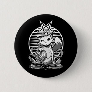 Badge Rond 5 Cm Satan Cat Fortune Teller Witchy Goth Kitten