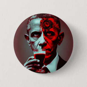 Badge Rond 5 Cm Satanic Obama boit le sang du Carré américain S