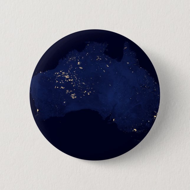 Badge Rond 5 Cm Satellite Les Lumières Nocturnes De L'Australie. (Devant)