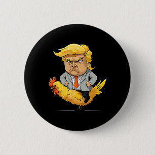 Badge Rond 5 Cm Satire sur le jockey de poulet de Trump - Humo pol