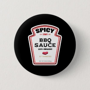 Badge Rond 5 Cm Sauce barbecue épicée Étiquette Drôle Halloween Co