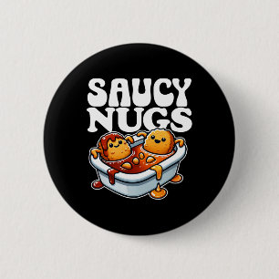 Badge Rond 5 Cm Sauce Bbq Saucy Nugs Cartoon Food Drôle Sauce Chic