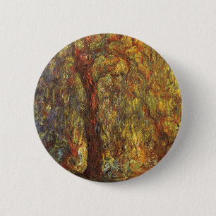 Badge Rond 5 Cm Saule pleureur par Claude Monet, Art fin vintage