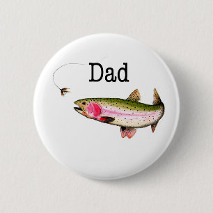 Badge Rond 5 Cm Saumon de truite mouche