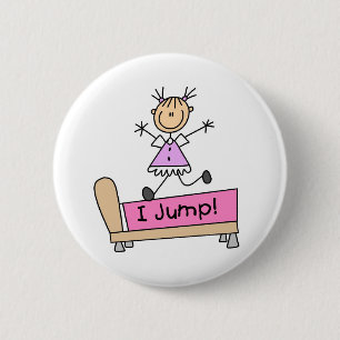 Badge Rond 5 Cm Saut sur le lit Stick Figure Girl