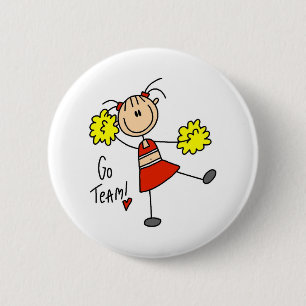 Badge Rond 5 Cm Sautent le bouton de pom-pom girl d'équipe