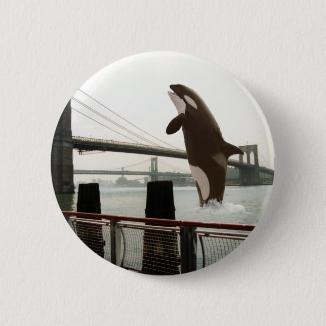 Badge Rond 5 Cm Sauter le bouton de pont de Brooklyn (Devant)