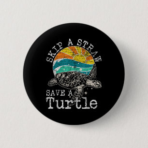 Badge Rond 5 Cm Sauter Une Paille Sauver Une Tortue