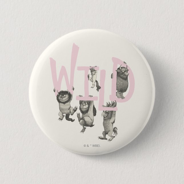 Badge Rond 5 Cm SAUVAGE | Wild Things et Max - Rose (Devant)