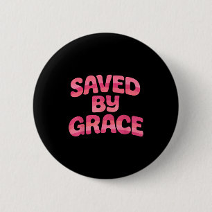 Badge Rond 5 Cm Sauvé par la Grâce Rétro Style Vintage Années 70 F