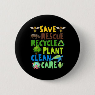 Badge Rond 5 Cm Sauver les abeilles Secourir les animaux Recycler