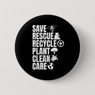 Badge Rond 5 Cm Sauver les abeilles Secourir les animaux Recycler