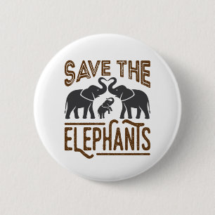 Badge Rond 5 Cm Sauver les éléphants Amoureux des éléphants Protég