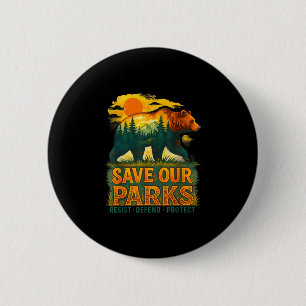 Badge Rond 5 Cm Sauver les parcs conservation ours nature visiteur