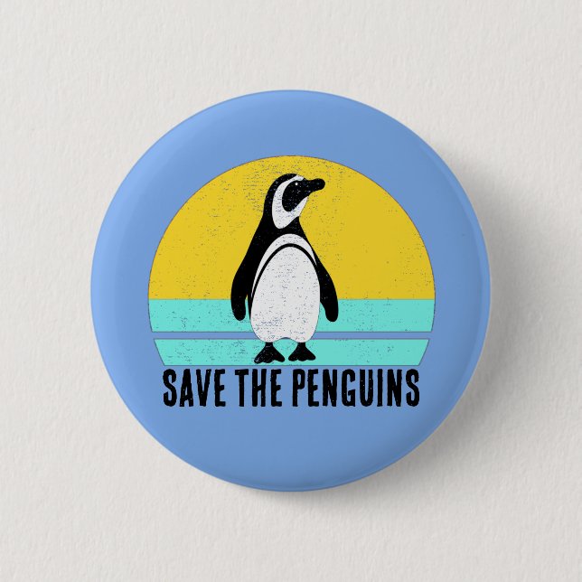 Badge Rond 5 Cm Sauver Les Pingouins (Devant)