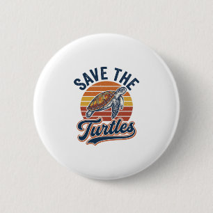 Badge Rond 5 Cm Sauver les tortues Design de T-Shirt de Tortue de