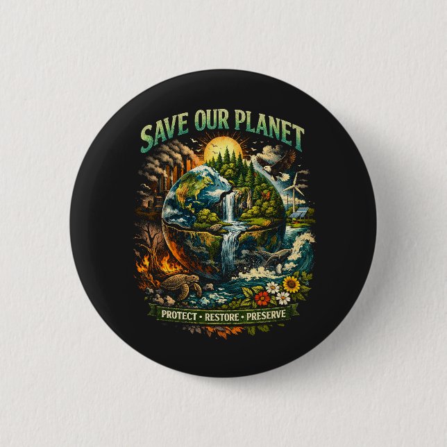 Badge Rond 5 Cm Sauver notre planète (Devant)