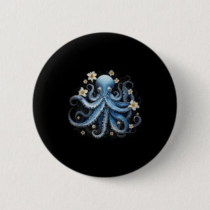 Badge Rond 5 Cm Sauvez Kraken Blue Octopus Squid Sea Live Sauvez O