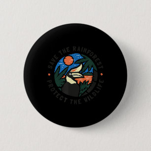 Badge Rond 5 Cm Sauvez La Forêt-Rainforest Protégez La Faune