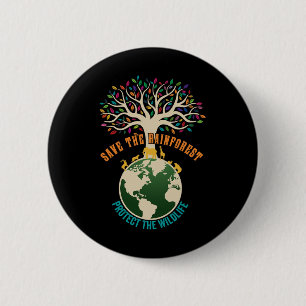 Badge Rond 5 Cm Sauvez La Forêt-Rainforest Protégez La Faune Vinta