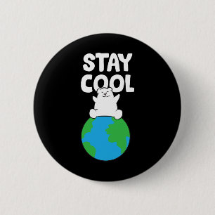Badge Rond 5 Cm Sauvez la Terre Ours Polaire Restez Cool Soleil Ré